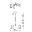 Candelabru modern cu 6 brate din alama masiva si abajururi din sticla opal, Odyssey SM, B154 SchwungHome